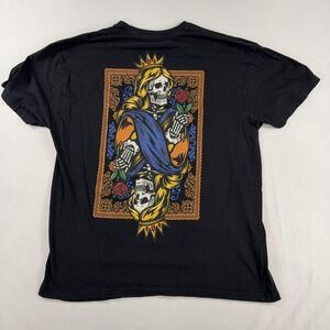 Thirty Single T-Shirt Skeleton Queen Playing Card Graphic Mens Black‎ 2X